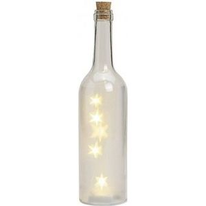 Glazen decoratie flessen met sterren inclusief verlichting 29 x 7 cm