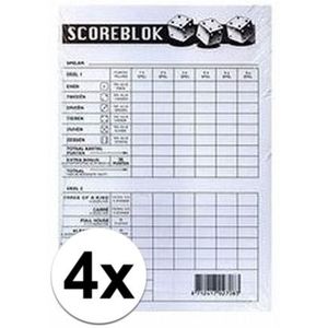 Haza Yahtzee Scoreblokken - 4x, 100 vellen per blok, formaat 15x10,5 cm - Voor volwassenen