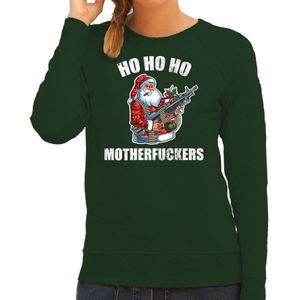 Hohoho motherfuckers foute Kerstsweater / Kersttrui groen voor dames