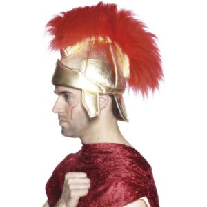 Goudkleurige romeinse verkleed hoed met veren