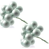 Decoris mini kerstballen stekers/instekers - 20x - mintgroen - 2 cm - glas