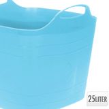 Excellent Houseware Flexibele emmer - 3x - blauw - 25 liter - kunststof - vierkant - 35 x 38 cm