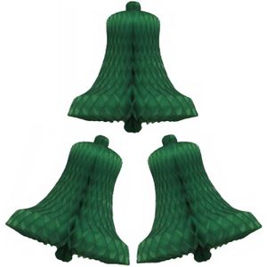 3 papieren kerstklokken groen 50 cm