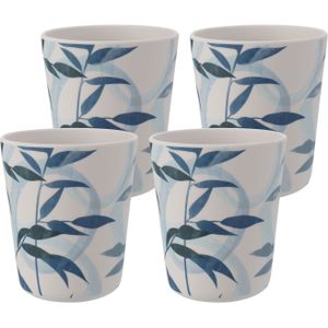 Excellent Houseware drinkbeker - 4x - kunststof/melamine - met print - 9 x 11 cm - 440 ml