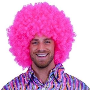 Neon roze clowns pruik