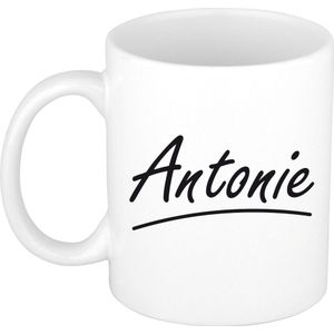 Antonie voornaam kado beker / mok sierlijke letters - gepersonaliseerde mok met naam