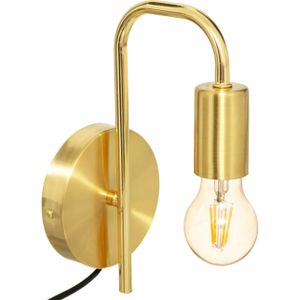 Atmosphera wandlamp 12 x 25 cm - goud kleur - E27 fitting - muur montage - metaal