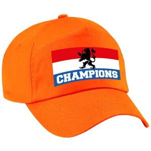 Nederland fan pet / cap Champions met Nederlandse vlag en leeuw - EK / WK - voor kinderen