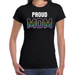 Proud mom LHBT t-shirt zwart voor dames regenboog kleding / outfit