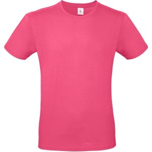 Basic heren shirt met ronde hals fuchsia roze van katoen