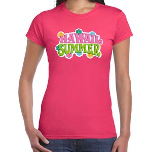 Hawaii summer t-shirt roze voor dames