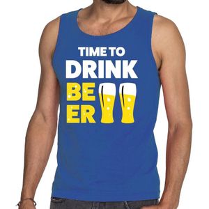 Time to drink Beer fun tanktop / mouwloos shirt blauw voor heren