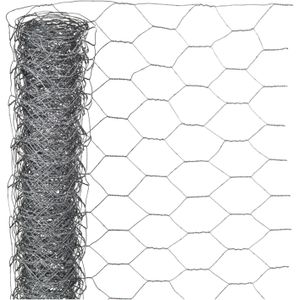 Nature Schermgaas - 2x - grijs - verzinkt staal - 50 x 500 cm - zeskantig maaswijdte 40 x 40 mm