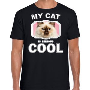 Rag Doll Katten T-shirt My Cat Is Serious Cool Zwart - Heren