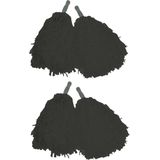 Funny Fashion Cheerballs/pompoms - set van 2x - zwart - met franjes en stick handgreep - 25 cm - voor kinderen