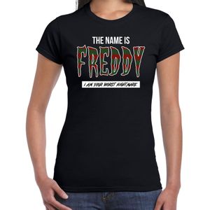 The name is Freddy horror shirt zwart voor dames - verkleed t-shirt