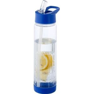 Drinkfles/waterfles tranparant met blauw fruit filter 740 ml