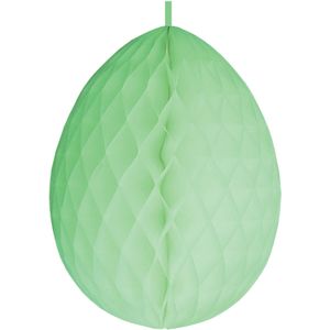 Hangdecoratie honeycomb paasei pastel groen van papier 30 cm