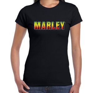 Marley / reggae muziek fun t-shirt zwart voor dames