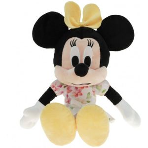 Pluche Disney Minnie Mouse knuffel 30 cm geel met bloemen jurkje