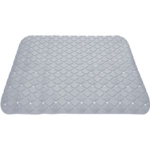 Excellent Houseware Badmat - antislip - grijs - 55 cm - vierkant - badkuipmat