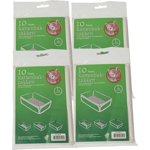 40x stuks plastic kattenbak afvalzakken wit 50 x 20 x 37 cm