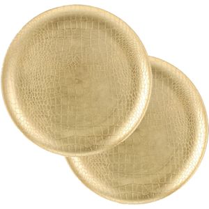 Excellent Houseware kerstdiner/diner onderborden- 6x- rond- goud -33cm -krokodil