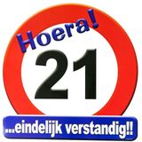 Hulde stopbord 21 jaar verjaardags cadeau/versiering