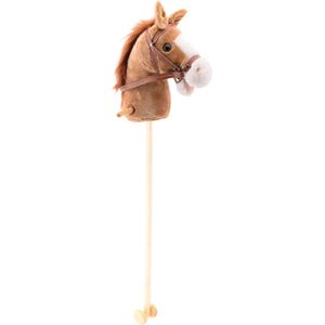 Pluche Stokpaardje Lichtbruin 98 cm met Geluid - Paarden / Pony Speelgoed