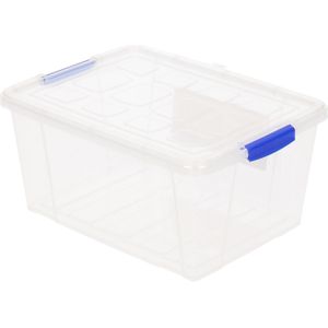 12x Opslagbakjes/organizers met deksel 4 liter 25 cm transparant - Opbergbakjes - Organizers/opbergbakken