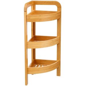 5Five Doucherekje/badkamerrekje hoek model - bamboe - 3 lagen - 23 x 61 cm