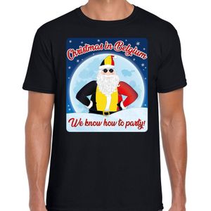 Fout Belgie kerstborrel t-shirt christmas in Belgium zwart voor heren