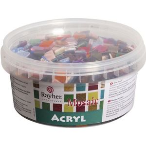 Rayher hobby Mozaiek steentjes - diverse kleuren - 1270x stuks - 1 x 1 cm formaat - hobby