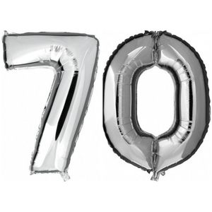 70 jaar leeftijd helium/folie ballonnen zilver feestversiering