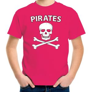 Carnaval foute party piraten t-shirt roze voor kids
