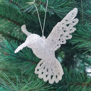 2x stuks acryl vogel kersthangers transparant 10 cm kerstornamenten