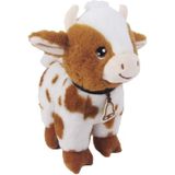 Knuffeldier Koe Trudy - zachte pluche stof - dieren knuffels - bruin/wit - 31 cm