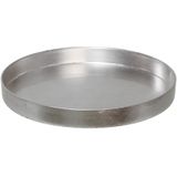 Ronde kaarsenplateau zilver van kunststof D27 cm met 3 groene LED-kaarsen 10/12,5/15 cm - Tafeldecoratie