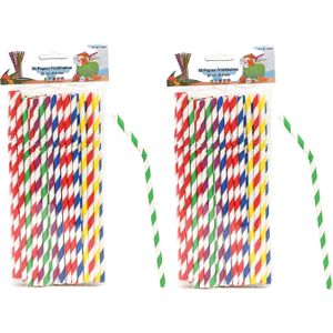 Drinkrietjes - papier - set 100x - multicolor kleuren - 20 cm - verjaardag/feestje