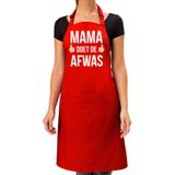 Mama doet de afwas cadeau katoenen schort rood voor dames