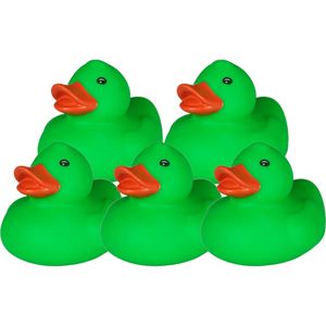 Rubber badeendje - 5x - Classic groen - badkamer fun artikelen - size 5 cm - kunststof