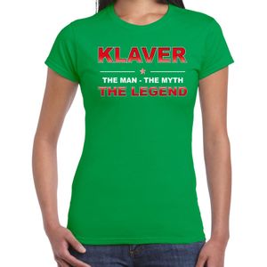 The man, The myth the legend Klaver naam t-shirt groen voor dames