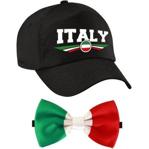 Italie supporters baseballcap volwassenen met vlag vlinderstrikje