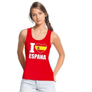 I love Spanje supporter mouwloos shirt rood dames