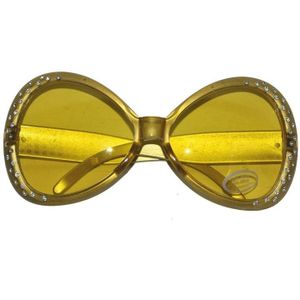 Gouden disco verkleed bril met diamantjes
