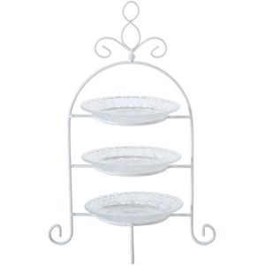 Boltze Etagere - 3 - laags - wit - 30 x 23 cm - metaal en glas - serveerplateau