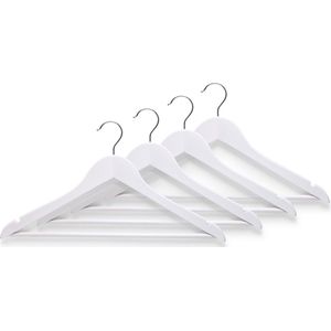 20x Witte kleding hangers met broekstang 44 cm