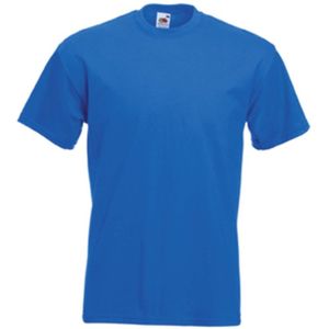 Set van 3x stuks basis heren t-shirt kobalt blauw met ronde hals, maat: L (40/52)