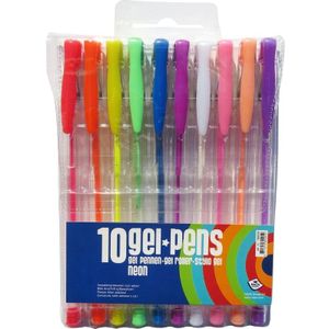 Gekleurde gel kleur pennen neon 10 stuks