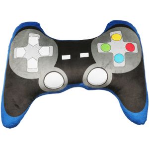 Kruger Game controller pluche kussen - 35 cm - grijs/blauw - fun cadeaus/sierkussens